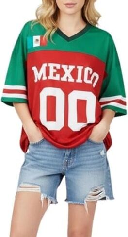 Jersey Shirts for Women Y2k Number Graphic Shirt Oversized Short Sleeve V Neck Shirts Streetwear Summer Tops in Saudi Arabia