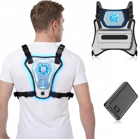 Portable Cooling Vest with 30000mAh Battery, Wearable Cooler with Chest Pack, Lightweight Heat Relief Gear in Saudi Arabia