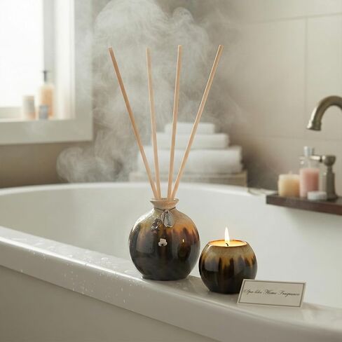 180ml 2 Pcs Reed Diffuser Bottles Empty with Hanging Ornament and 20 Diffuser Sticks, Aroma Bottle for Home Fragrance, Essential Oils, Room Decor Gift (Blue) in Saudi Arabia