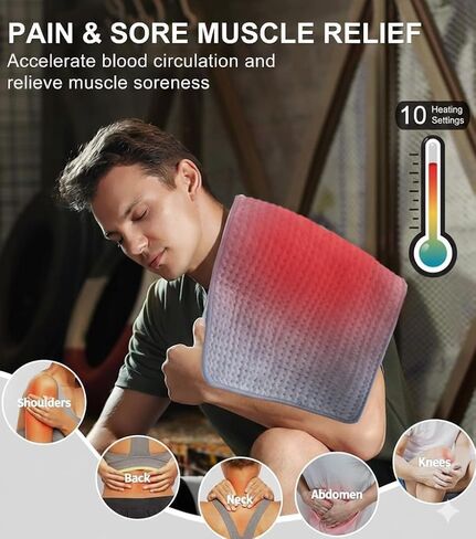 Large Heating Pad, 21"x41" Extra Large Heating Pad for Back Pain Relief Electric Heating for Period Cramps Shoulders Pain Relief Moist/Dry Heat 10 Heat Setting Auto Shut Off Gift for Women Men in Saudi Arabia