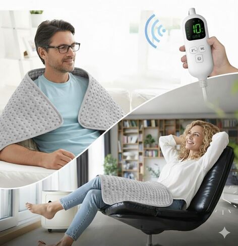 Large Heating Pad, 21"x41" Extra Large Heating Pad for Back Pain Relief Electric Heating for Period Cramps Shoulders Pain Relief Moist/Dry Heat 10 Heat Setting Auto Shut Off Gift for Women Men in Saudi Arabia
