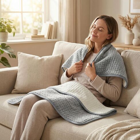 Large Heating Pad, 21"x41" Extra Large Heating Pad for Back Pain Relief Electric Heating for Period Cramps Shoulders Pain Relief Moist/Dry Heat 10 Heat Setting Auto Shut Off Gift for Women Men in Saudi Arabia