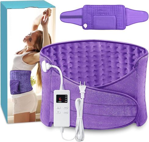Heating Pad for Period Cramps Back Pain Electric Heating Pad Menstrual Lower Back Neck Shoulders Pain Relief 6-Hour Auto Off 12x24 Heated Pad + 20" Belt 4 Timer 6 Heat Level Wrap (Purple) in Saudi Arabia