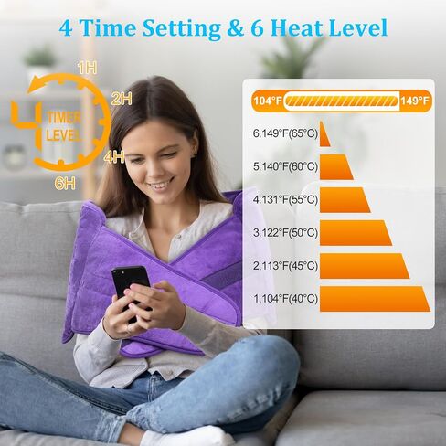 Heating Pad for Period Cramps Back Pain Electric Heating Pad Menstrual Lower Back Neck Shoulders Pain Relief 6-Hour Auto Off 12x24 Heated Pad + 20" Belt 4 Timer 6 Heat Level Wrap (Purple) in Saudi Arabia