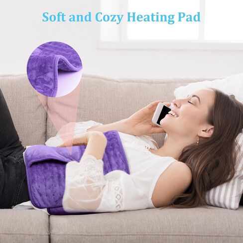 Heating Pad for Period Cramps Back Pain Electric Heating Pad Menstrual Lower Back Neck Shoulders Pain Relief 6-Hour Auto Off 12x24 Heated Pad + 20" Belt 4 Timer 6 Heat Level Wrap (Purple) in Saudi Arabia