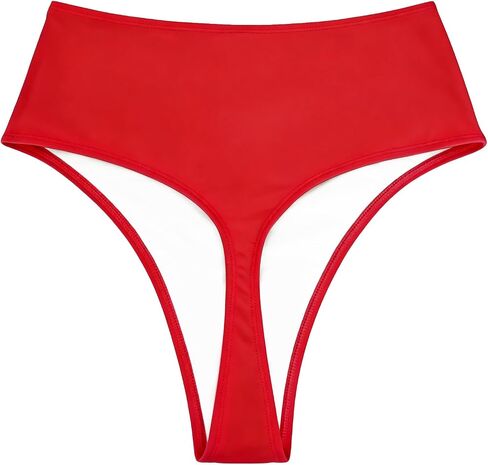 Kepblom Women's High Waisted Thong Bikini Bottoms Cheeky High Cut Bathing Suit Bottom Brazilian Swim Bottoms in Kuwait