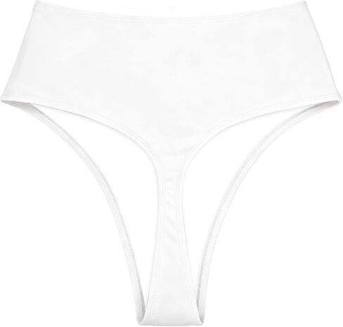 Kepblom Women's High Waisted Thong Bikini Bottoms Cheeky High Cut Bathing Suit Bottom Brazilian Swim Bottoms in Kuwait