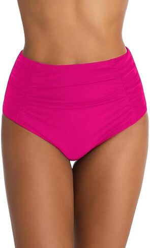 Micosuza Women's Ruched High Waisted Bikini Bottoms Tummy Control Full Coverage Swim Bottom in Kuwait