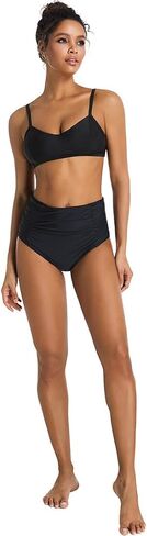 Micosuza Women's Ruched High Waisted Bikini Bottoms Tummy Control Full Coverage Swim Bottom in Kuwait