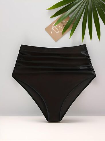 Women’s High Waisted Bikini Bottom - Tummy Control Ruched Vintage Swim Bottom Tankini Briefs for Women in Kuwait