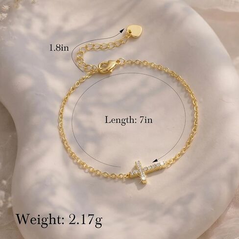 Gold Bracelet 14K Gold Bracelets for Women Gold Cross Bracelet for Women Sparkling Sideways Cross with Cubic Zirconia Crosses Bracelet for Womens in Saudi Arabia