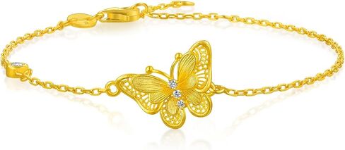 CHOW SANG SANG 999.9 24K Gold Cultural Blessings Butterfly Bracelet for Women 18cm 95851B in Kuwait