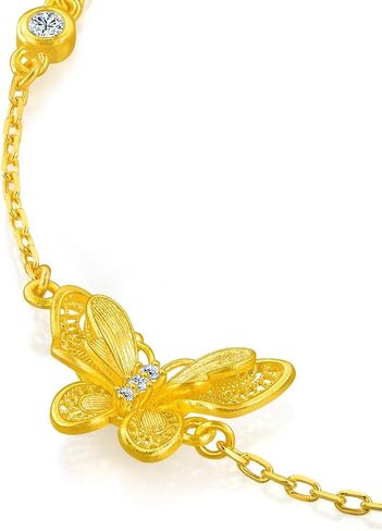 CHOW SANG SANG 999.9 24K Gold Cultural Blessings Butterfly Bracelet for Women 18cm 95851B in Kuwait