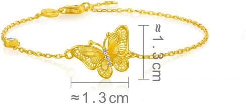 CHOW SANG SANG 999.9 24K Gold Cultural Blessings Butterfly Bracelet for Women 18cm 95851B in Kuwait