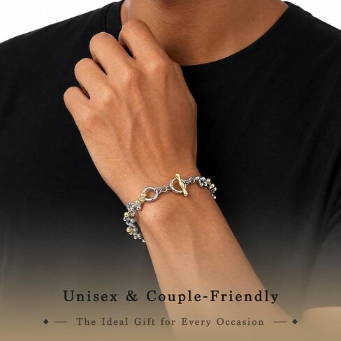 Two Tone Gold and Silver Bracelets for Women, Adjustable Toggle Bracelet with OT Clasp, 18K Gold Plated Chunky Cuban Link Chain Bracelets, Ideal Gift for Anniversary, Party, Birthday in Kuwait