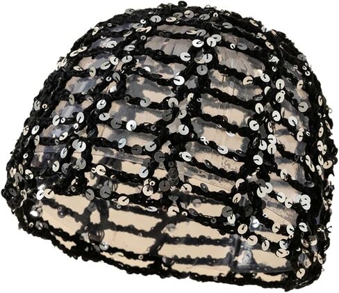 Women's Sparkly Sequin Mesh Beanie Summer Boho Crochet Hollow Out Skull Cap for Party & Daily Wear in Saudi Arabia