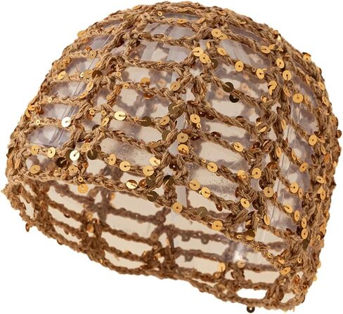 Women's Sparkly Sequin Mesh Beanie Summer Boho Crochet Hollow Out Skull Cap for Party & Daily Wear in Saudi Arabia