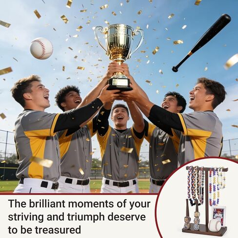 Mkono Wooden Baseball Drip Necklace Organizer Holder, Championship Ring Display Holder, Baseball Display Softball Ring Holder, Baseball Gift for Boy Team Player Men Home Bedroom Decor in Kuwait