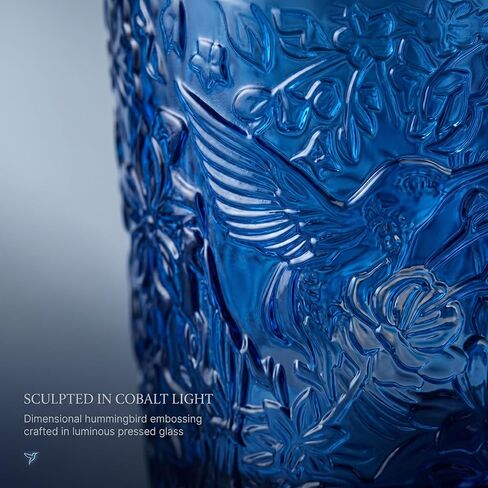 12 Pack Hummingbird Embossed Glass Candle Holders – Votive Tealight Holders with Patent Design, Decorative Embossed Glass Cups for Wedding Centerpieces, Parties, and Home Décor (Ocean Blue) in Saudi Arabia