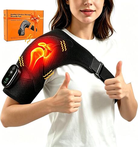Cordless Shoulder Heating Pad with Massage, Heated Wrap with 6 Modes, Rechargeable Shoulder Massager for Shoulder Discomfort Relief, Rotator Cuff Comfort & Daily Relaxation for Men & Women in Saudi Arabia