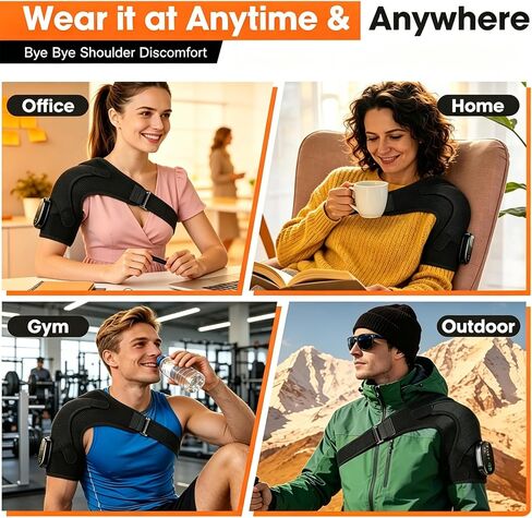 Cordless Shoulder Heating Pad with Massage, Heated Wrap with 6 Modes, Rechargeable Shoulder Massager for Shoulder Discomfort Relief, Rotator Cuff Comfort & Daily Relaxation for Men & Women in Saudi Arabia