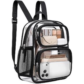 TILYMOL Clear Backpack Stadium Approved - Clear Bag 12 x 6 x 12 in with Upgraded PVC+TPU & Front Pocket Stadium Events, Transparent Backpack for Concerts Festivals Work Travel, Black in Saudi Arabia