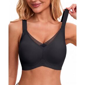 Zolaia Wireless Bra for Women No Underwire Seamless Push Up Comfort Bra Full Coverage Lace Mesh T-Shirt Bralette with Support in Saudi Arabia