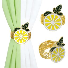 Lemon Curtain Tiebacks 2 Pack Yellow Fruit Spring Curtain Holdbacks No Drill Curtain Ties & Auto-Closing,Boho Curtain Tie Backs for Office & Farmhouse Kitchen Living Room Bedroom Decor in Kuwait