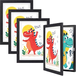 4 Pack Kids Art Frames, Kids Artwork Frames Changeable, 8.5 x 11 Inch Children Art Projects Children Art Frame Front Opening Picture Display Frame Holds 150 Drawings, Black in Saudi Arabia
