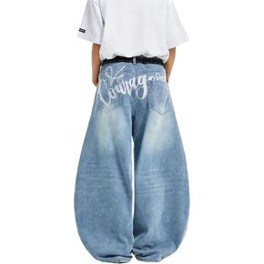 Men's Baggy Jeans Wide Leg Denim Pants Loose Fit Casual Trousers Skater Jeans for 2026 in Saudi Arabia