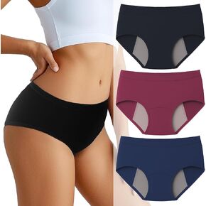 Incontinence Underwear for Women, Washable Leak Proof Underwear for Bladder Leak & Postpartum Protection, Reusable Women's Cotton Period Panties 3 Pack, XX-Large in Saudi Arabia