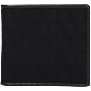 Valentino Garavani Men’s V Logo Fabric Wallet – Slim Bifold with 8 Card Slots (Black) in Saudi Arabia
