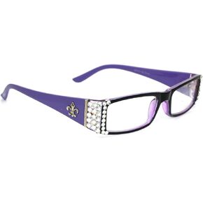 NY FIFTH AVENUE The French (Bling) Fleur De Lis Women Reading Glasses (Clear + Aurora Borealis) Crystals (Purple) Rectangular in Saudi Arabia
