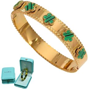 Elegant Flower Bangle Bracelet for Women, Gold Tone Five Petal Imitation Shell Floral Cuff, Chunky Minimalist Everyday Bracelet Gift for Her in Kuwait