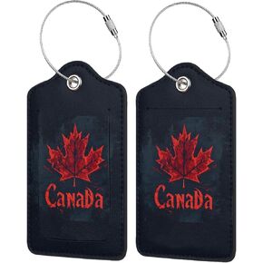 2 PCS Canada Flag Leather Luggage Tag with Stainless Steel Loop Privacy Case and Address Card Classic Canadian Flag in Saudi Arabia