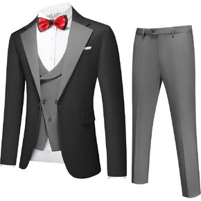 UNINUKOO Mens Tuxedo Suit Set 3 Piece Slim Fit One Button Formal Wedding Party Prom Suits for Men US Size S Gray in Saudi Arabia