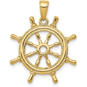 Saris and Things 14k Yellow Gold Ship Wheel Charm Pendant in Kuwait