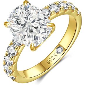 3CT Moissanite Engagement Rings for Women, Perfect for Romantic Proposal, Elongated Cushion Cut D Color VVS1, Sterling Silver 14K Gold Plated, Anniversary Valentines Gift Size 5-9 in Saudi Arabia