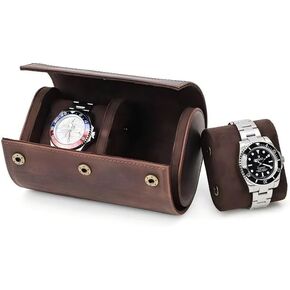 Genuine Leather Watch Roll Travel Case,3 Slots Full Grain Leather Watch Box with Pillow for Men,Watch Storage Organizer for Home Storage, Gifts in Saudi Arabia