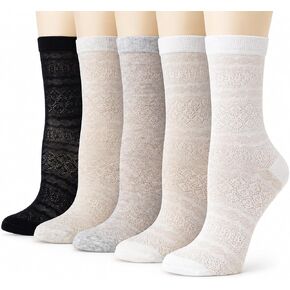 Ginmewrae Women's Ruffle Socks, Lace Crew Socks 5 Pairs Breathable Casual Frilly Lace Ultra Thin Ankle Socks for Summer in Saudi Arabia