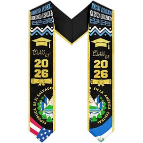 El Salvador Graduation Stole 2026, Salvadoran Flag Graduation Sash for El Salvador Graduates International Student in Saudi Arabia