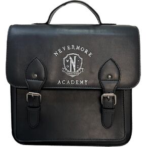 Mad Engine Officially Licensed Wednesday Addams TV Series Solid Black with Nevermore Logo Mini Bag, Kawaii Cosplay Girls Backpack with Adjustable Shoulder Straps in Saudi Arabia