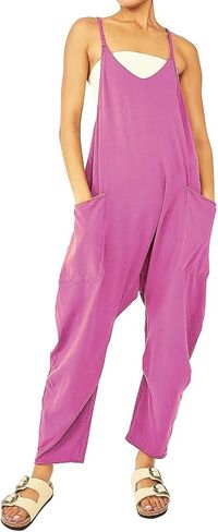 LSCZSLYH Solid Color Zipper Patch Pocket Sling Jumpsuit Fat Hip Pants (Color : Light Grey, Size : M) in Kuwait