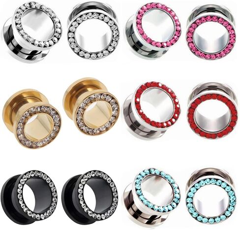 White Black Light Blue Stainless Steel O Ear Gauges Tunnels Ears Screw Fit Body Piercing Jewelry in Saudi Arabia