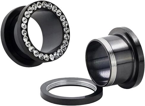 White Black Light Blue Stainless Steel O Ear Gauges Tunnels Ears Screw Fit Body Piercing Jewelry in Saudi Arabia