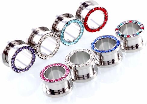 White Black Light Blue Stainless Steel O Ear Gauges Tunnels Ears Screw Fit Body Piercing Jewelry in Saudi Arabia