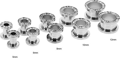 White Black Light Blue Stainless Steel O Ear Gauges Tunnels Ears Screw Fit Body Piercing Jewelry in Saudi Arabia