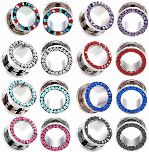 White Black Light Blue Stainless Steel O Ear Gauges Tunnels Ears Screw Fit Body Piercing Jewelry in Saudi Arabia