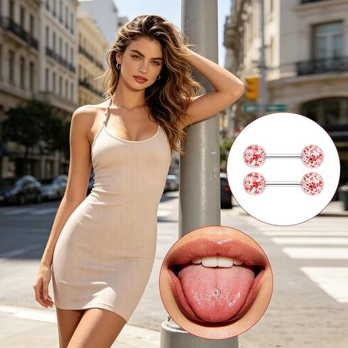 6 Pairs 14G Stainless Steel Nipple Rings Set Heart Cherry Nipple Barbells for Women Nipple Piercing Jewelry for Daily Wear Party in Saudi Arabia