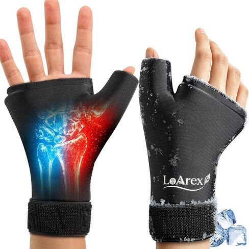 Wrist Ice Pack Wrap with Thumb Brace for Either Hand - 2pcs Reusable Gel Glove for Hot & Cold Therapy - Pain Relief for Carpal Tunnel, Arthritis, Tendonitis & Sports Injuries S/M (Black) in Saudi Arabia